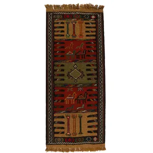 گلیم دستبافت کناره طول یک و نیم متر کد 140228