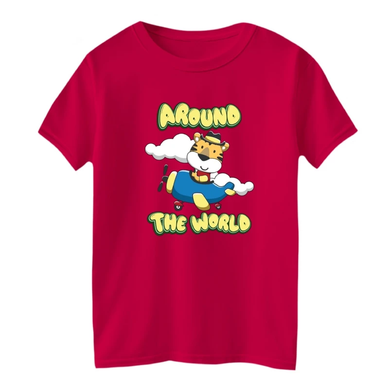 تی شرت آستین کوتاه بچگانه مدل ببر و هواپیما