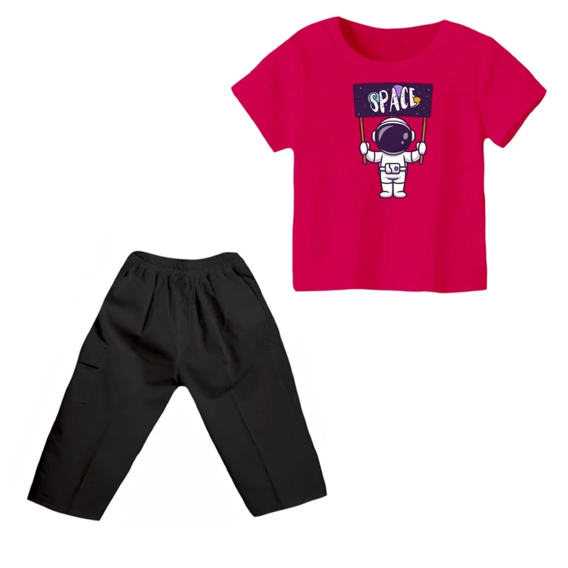 ست تی شرت و شلوارک پسرانه مدل فضانورد کد ۵