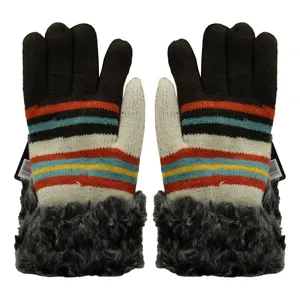 دستکش بافتنی زنانه مدل OF-LINE رنگ قهوه ای