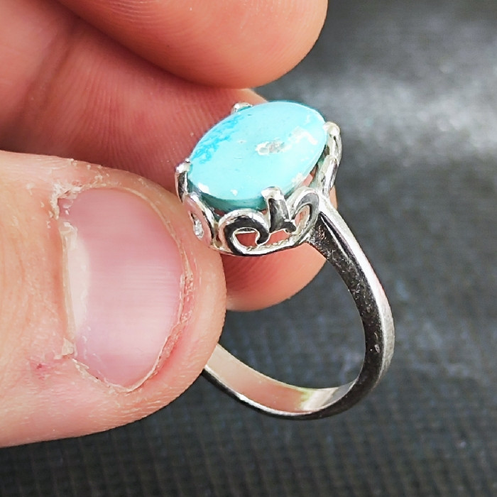 انگشتر نقره زنانه مدل فیروزه نیشابور کد 330