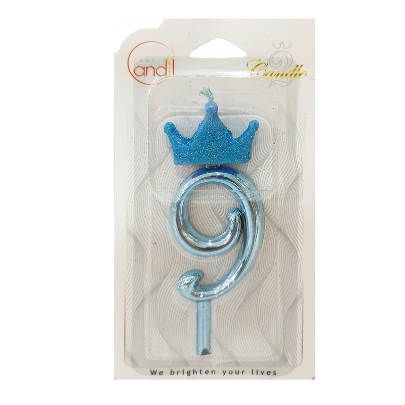 شمع تولد مدل تاج کوئین اکلیلی عدد 9