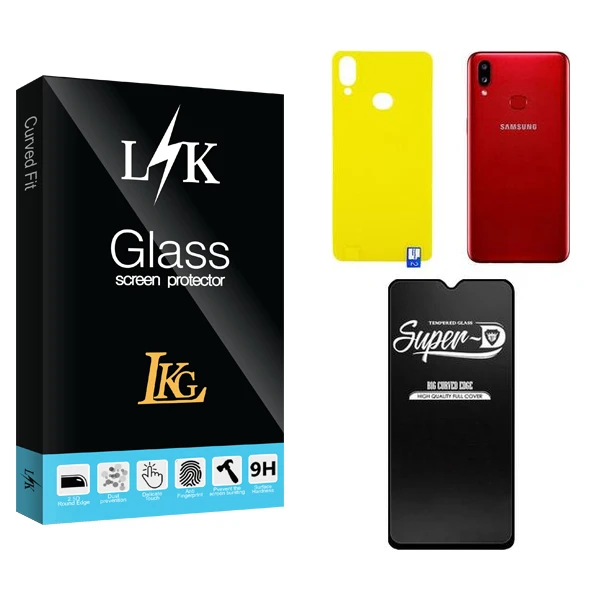 محافظ صفحه نمایش شیشه ای ال کا جی مدل LK  Super-D مناسب برای گوشی موبایل سامسونگ GALAXY A10s  به همراه محافظ پشت گوشی