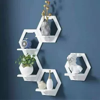 شلف دیواری خونه خاص مدل شش ضلعی مجموعه 5 عددی