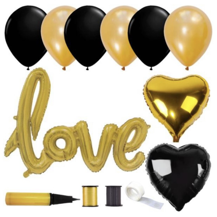 مجموعه‌ 48 عددی بادکنک آرایی مدل لاو وقلب کد 0036