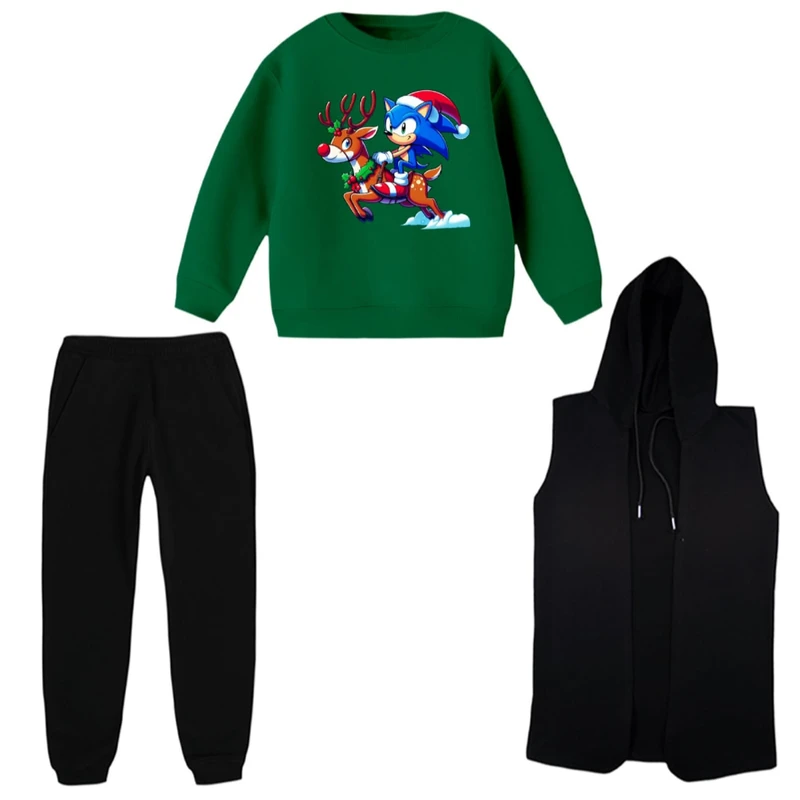 ست 3 تکه لباس راحتی بچگانه مدل سونیک کریسمس کد 2  