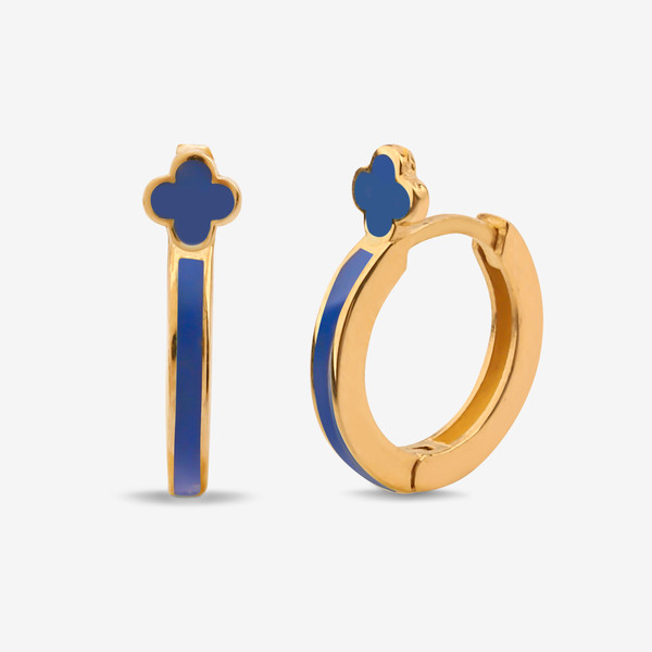 گوشواره حلقه‌ای طلا کم اجرت 18 عیار زنانه با طرح ونکلیف آرپلز گلدم مدل E244018