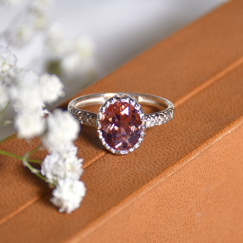 انگشتر نقره زنانه نقره جات لطفی مدل الکساندریت کد ANZS05E06