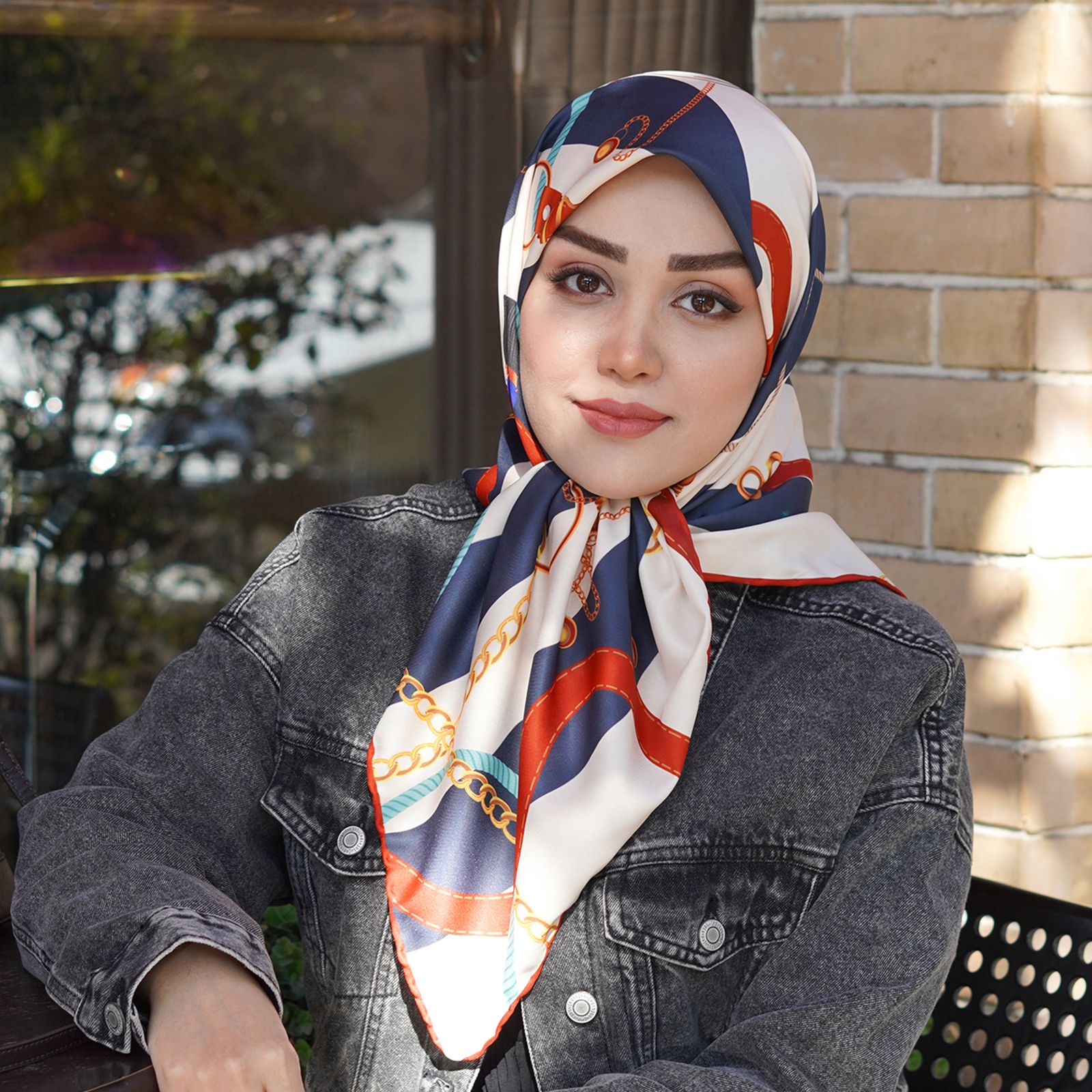 روسری زنانه مدل ابریشم زنجیری جدید قواره 90 کد 2956 - - 4