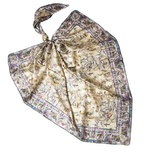 روسری زنانه مدل ابریشم طرح جدید قواره 110 کد 244-07