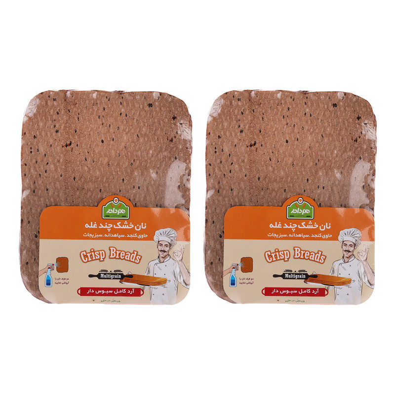 نان خشک چند غله هم دانه - 300 گرم بسته 2 عددی