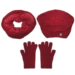 ست کلاه و شال گردن و دستکش بافتنی بچگانه تارتن مدل 65012