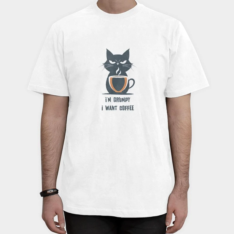 تیشرت آستین کوتاه مردانه مدل گربه و قهوه