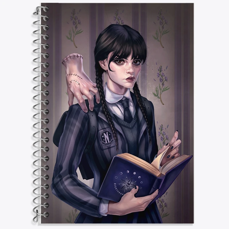 دفتر زبان 50 برگ خندالو مدل دو خط طرح ونزدی (Wednesday) کد F2465