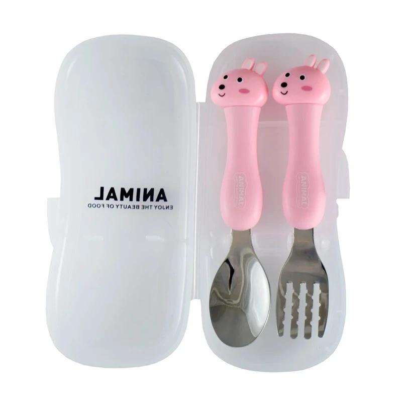 قاشق و چنگال کودک مدل عروسکی طرح گربه