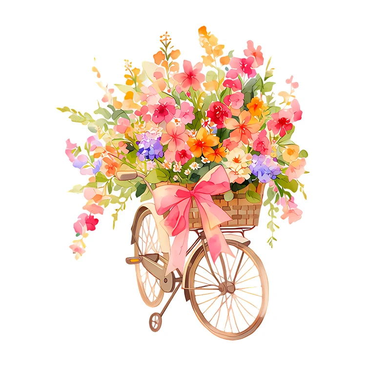 استیکر پارچه و لباس پاد آفرین مدل گل طرح دوچرخه کد S9175