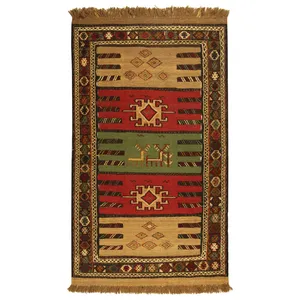 گلیم دستبافت یک و نیم متری کد 990797
