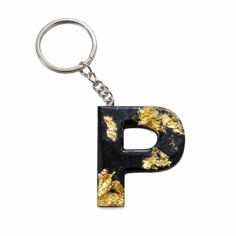 جاکلیدی دستی رزینی مدل ورق طلا طرح P