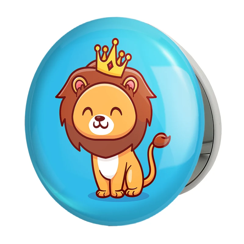 آینه جیبی خندالو طرح حیوانات بامزه شیر مدل تاشو کد 25402 