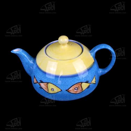 قوری سفالی‏ نقاشی زیر لعابی‏  ‏‏‏رنگارنگ‏ طرح ‏ماهی‏ مدل 1006500006