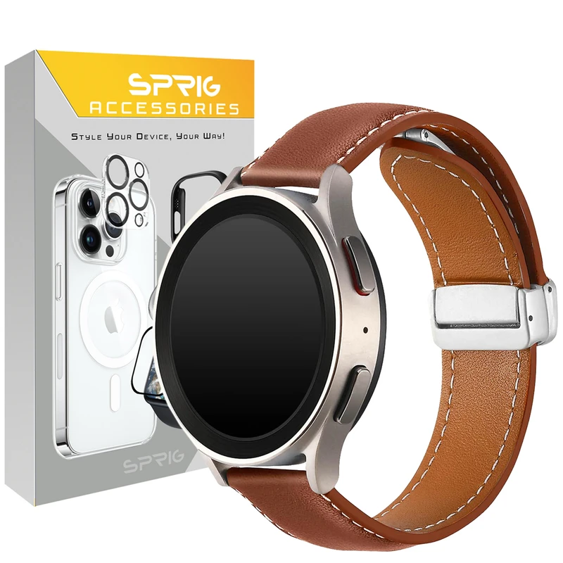 بند اسپریگ مدل MG Leather مناسب برای ساعت هوشمند سامسونگ Galaxy Watch Active / Active 2 / Watch 4 / Watch 4 Classic / Watch 5 / Watch 5 Pro / Watch 6 / Watch 6 Classic / Watch 3 41mm