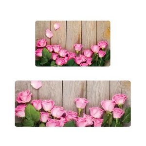  پادری طرح پارکت و گل مدل مخمل ست آشپزخانه و هوم m/502/L مجموعه دو عددی 