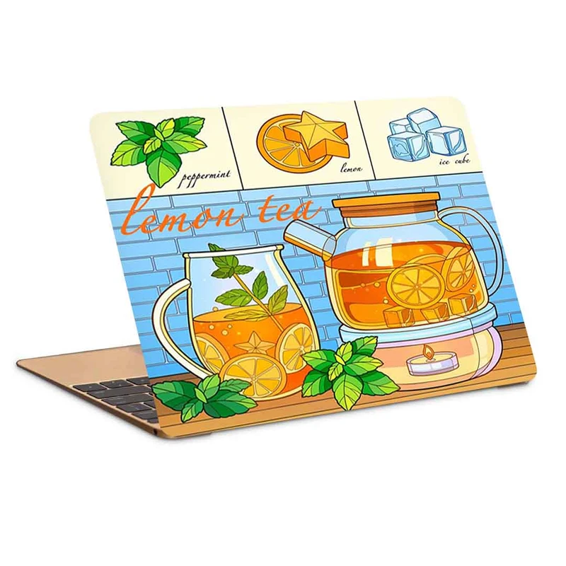 استیکر لپ تاپ طرح چای لیمو با طعم نعنا مدل P-225 مناسب برای لپ تاپ 15.6 اینچ 