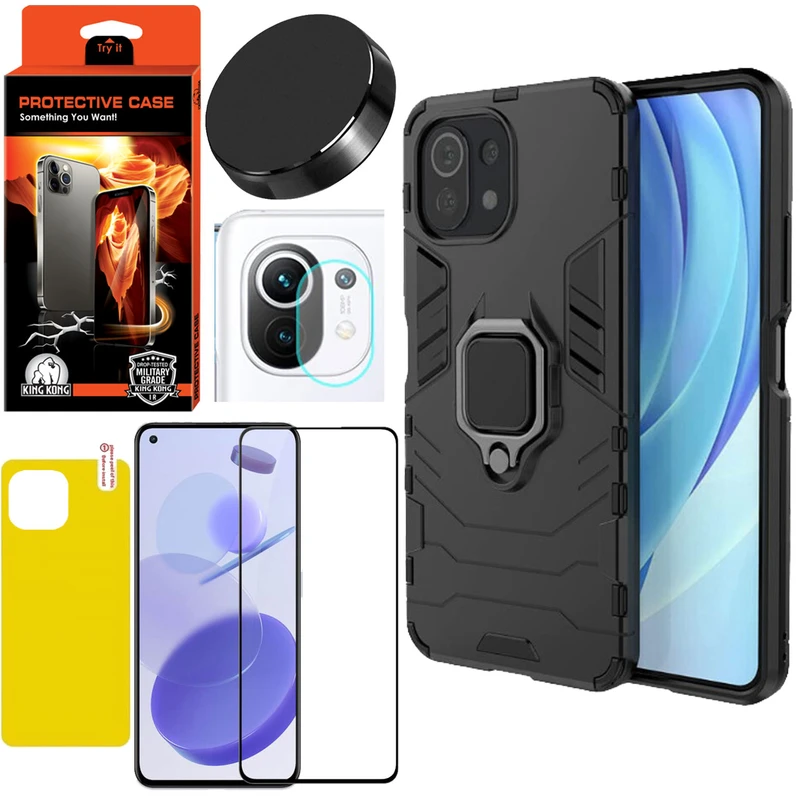 کاور کینگ کونگ مدل BATMAN مناسب برای گوشی موبایل شیائومی Mi 11 Lite/Ne به همراه محافظ صفحه نمایش و محافظ لنز دوربین و برچسب محافظ پشت گوشی و پایه نگهدارنده