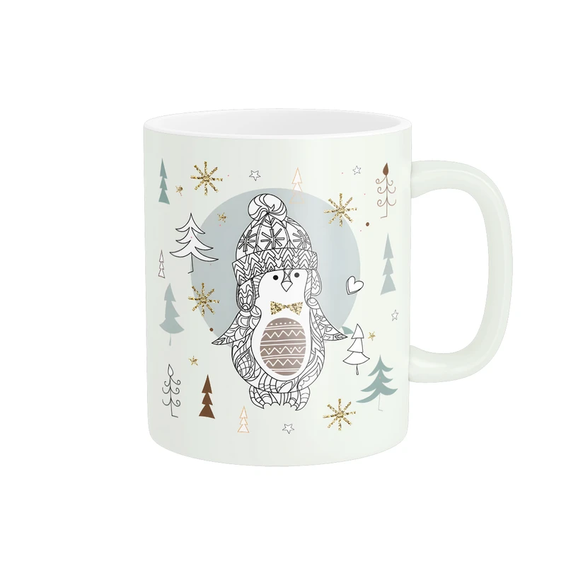 ماگ مدل طراحی زمستانی پنگوین و درختان جنگلی کد 1517