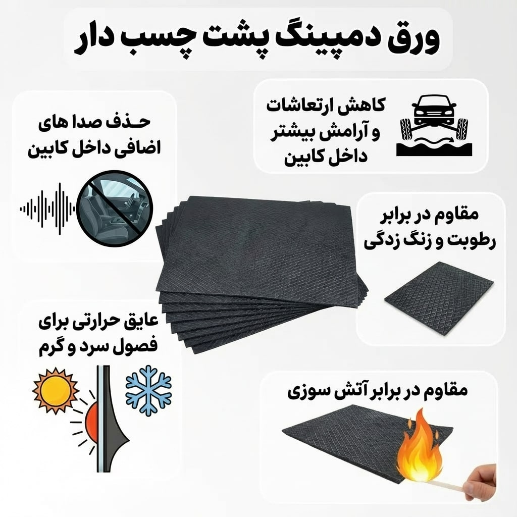 ورق دمپینگ مدل پشت چسب دار کد 2.2 میلی متر بسته 10عددی ورق دمپینگ مدل پشت چسب دار کد 2.2 میلی متر بسته 10عددی