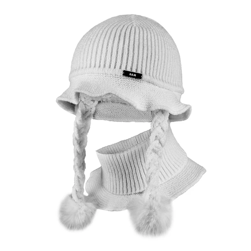 ست کلاه و شال گردن بافتنی سام مدل داخل خز کد 561