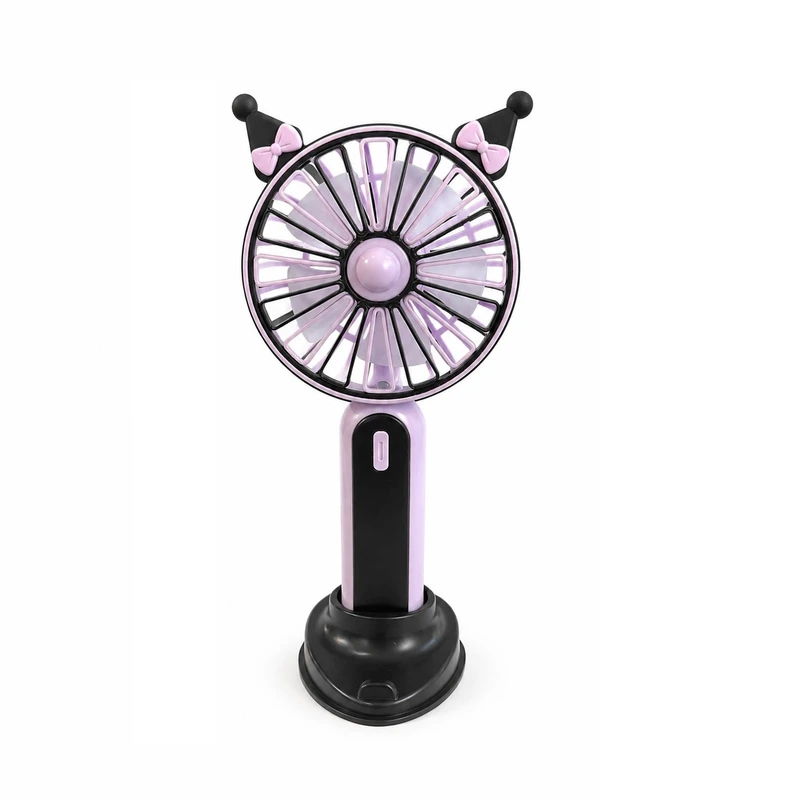 پنکه‌ دستی شارژی مدل پایه دار کرومی کد Mini Circle Portable & Rechargeable Fan