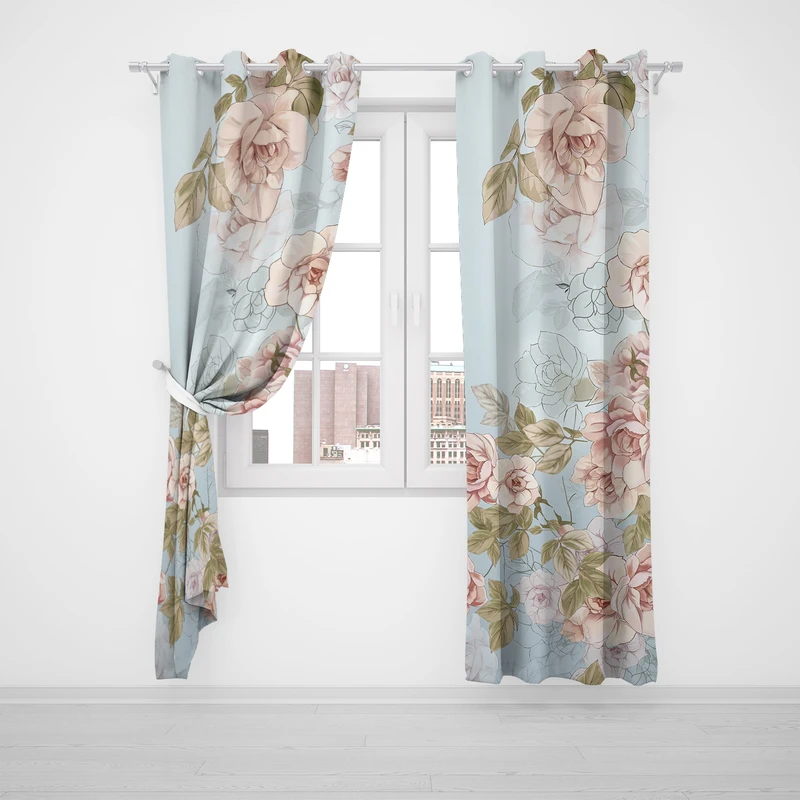 پرده مدل گل P2-132 سایز 140x280 سانتی متر