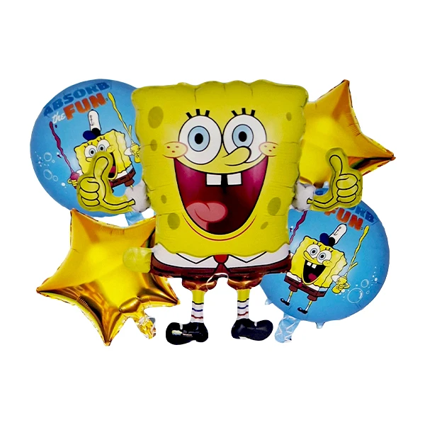 بادکنک فویلی مدل باب اسفنجی کد BobB5pcs3 مجموعه 5 عددی