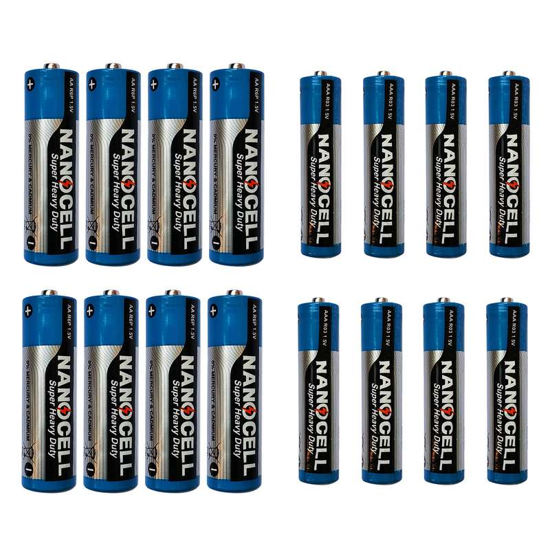 باتری قلمی و نیم قلمی نانوسل مدل Super Heavy Duty بسته 16 عددی