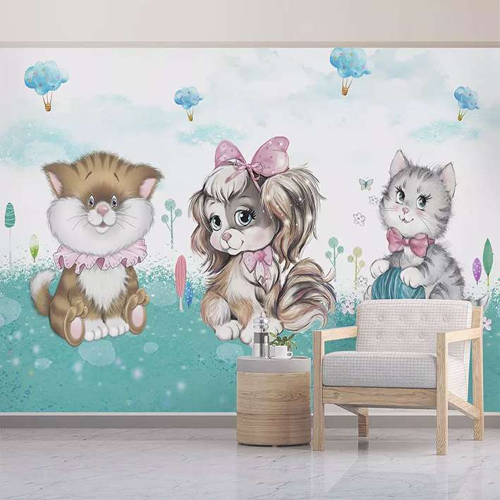 پوستر دیواری اتاق کودک مدل نقاشی گربه ملوس DVRF1674