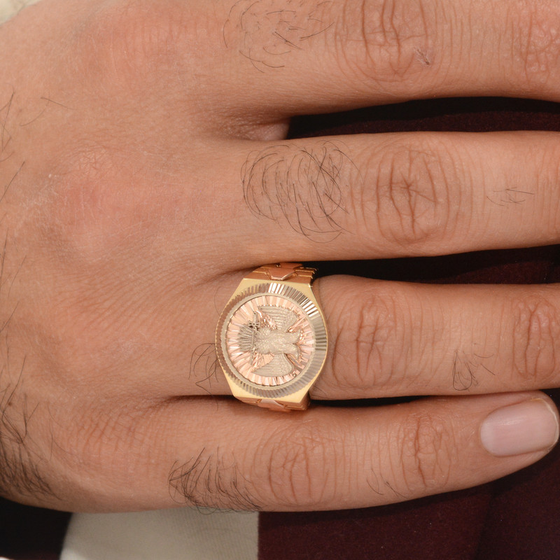 انگشتر طلا 18 عیار مردانه طلای مستجابی مدل عقاب کد 62