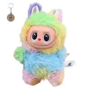 آویز عروسکی ناب سل مدل لبوبو رنگین کمان ارتفاع 20 سانتی متر LABUBU