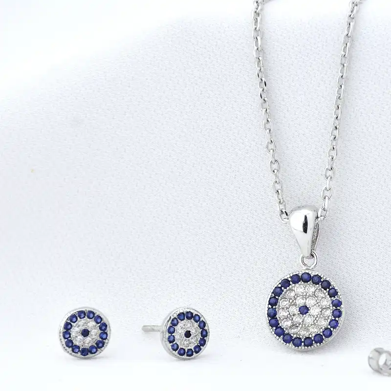 نیم ست نقره زنانه مدل چشم نظر NS-271