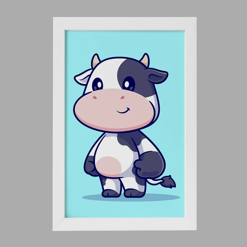 تابلو خندالو مدل حیوانات بامزه گاو کد 29712