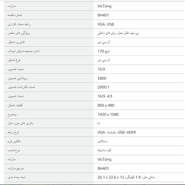ویدئو پروژکتور ویکت سینگ مدل BH401B