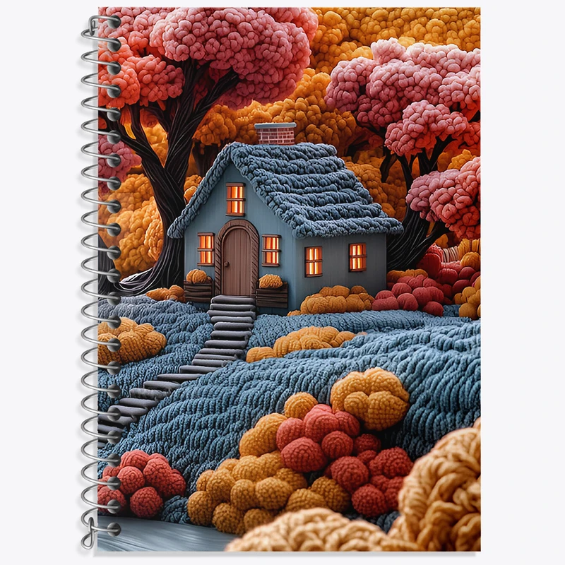 دفتر زبان 50 برگ خندالو مدل سه خط طرح منظره کاموایی کد N3398