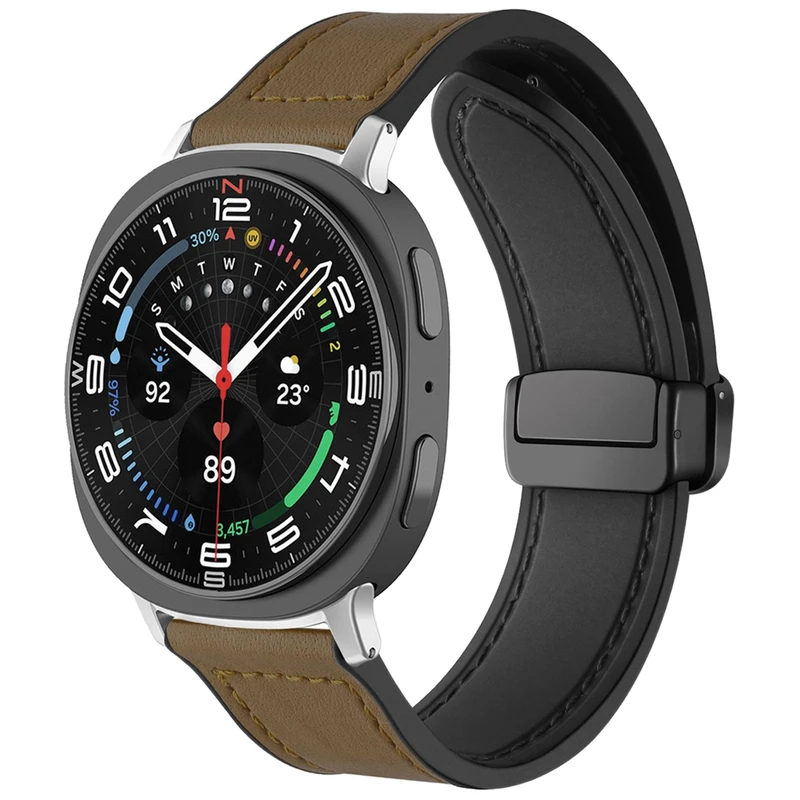 بند اسپریگ مدل Magnetic Soft Leather W8 مناسب برای ساعت هوشمند سامسونگ Galaxy Watch 8 Classic 46mm
