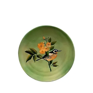 بشقاب دیوارکوب سفالی طرح گل و مرغ کد D252