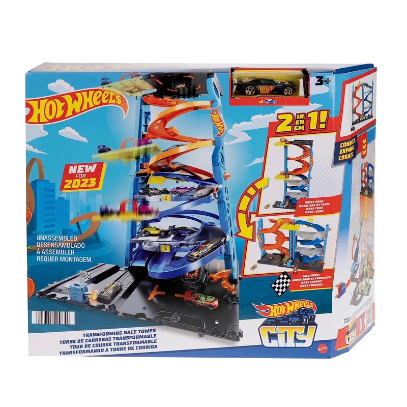 کیت ماشین بازی هات ویلز مدل Transforming Race Tower 2 in 1 کد HKX43