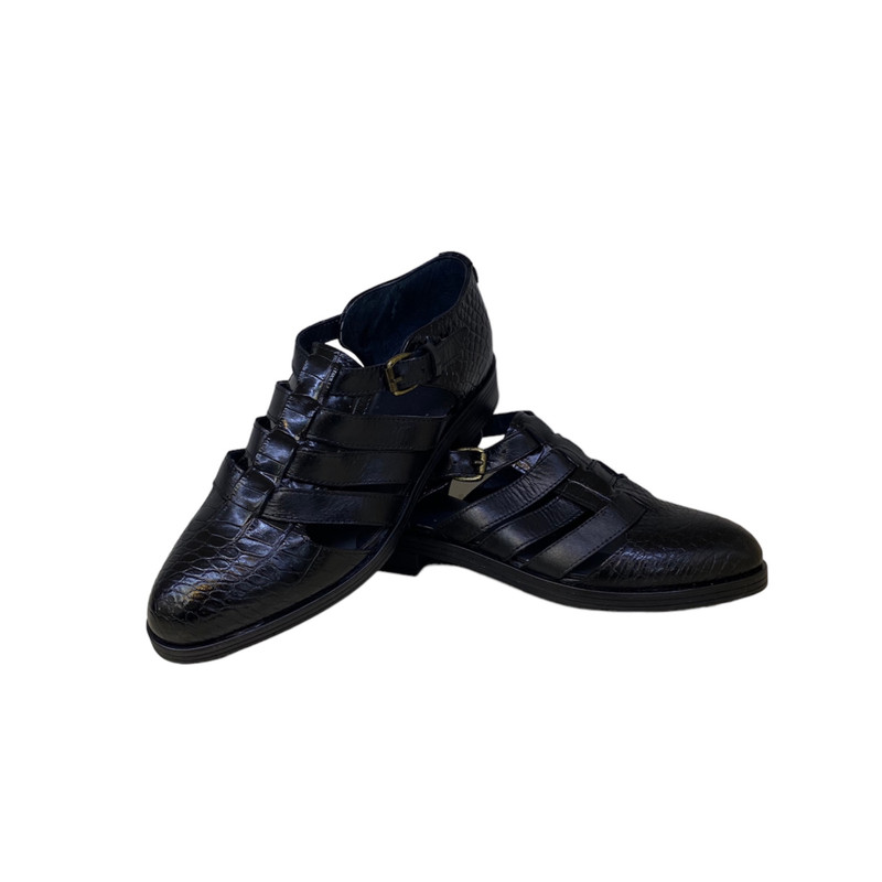 کفش زنانه مدل چرم طبیعی کد 02 رنگ مشکی