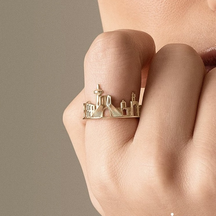 انگشتر طلا 18 عیار زنانه تاج مدل ایران ۶۱