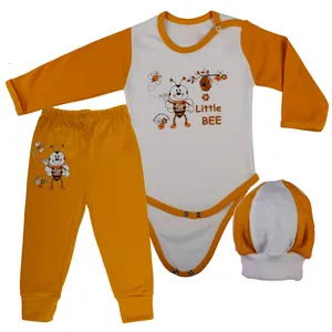 ست 3 تکه لباس نوزادی مدل Bee کد z110