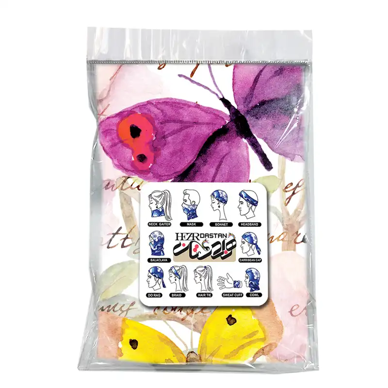 دستمال سر و گردن هزاردستان طرح پروانه ها مدل ds155