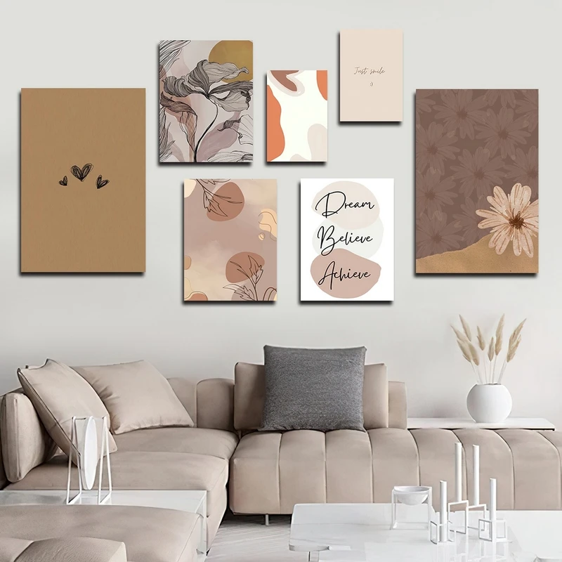 تابلو شاسی بکلیت طرح مدرن نقاشی مینیمال مدل SH-2302 مجموعه 7 عددی